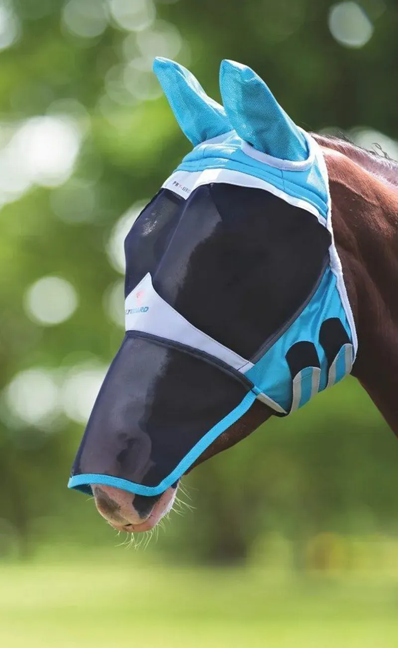 Shires FlyGuard Pro Fine Mesh Fly Mask With Ears And Nose Teal